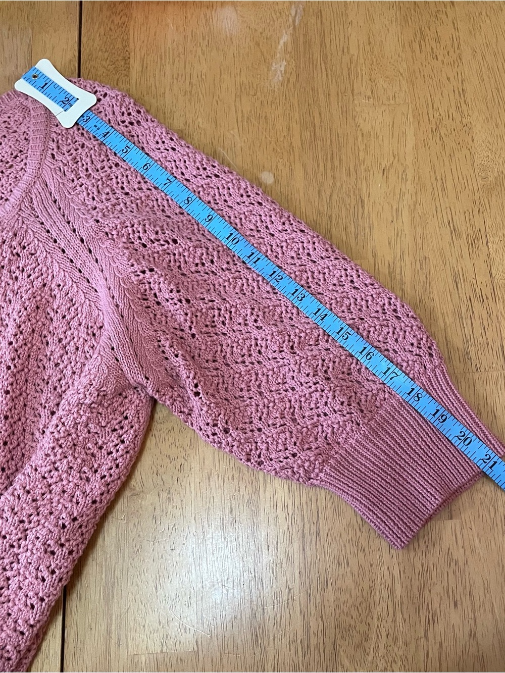 Avenue Blush Pink Open Knit Cardigan Sz. 18/20 - Picture 12 of 13